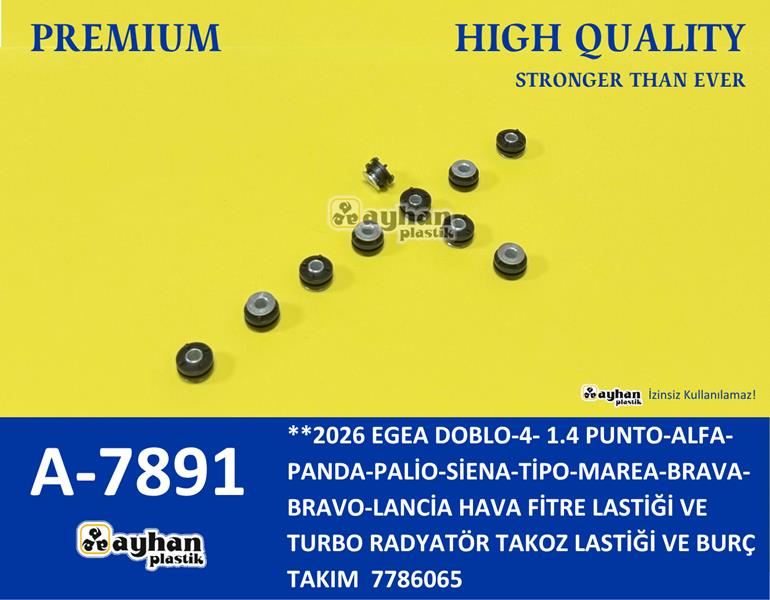 AYHAN A7891 Hava Filtre Lastiği Ve Turbo Radyatör Takoz Lastiği Ve Burç Takim Fiat Egea-Doblo Iv-Punto-Linea 1.4 Ve Turbo Radyatör Takoz Lastiği Ve Burç Takim