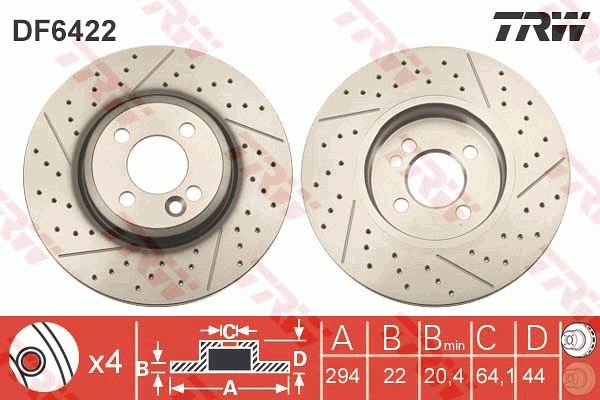 TRW DF6422 Fren Diski On Mini R55 R56 R58 R59