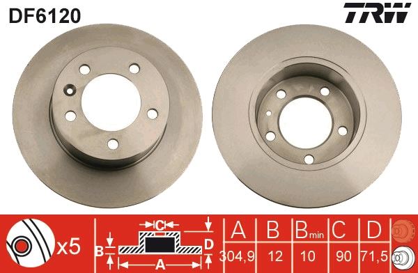 WBD1229 Fren Diski Arka Duz 5 Bjn (Bjn Delik Cap 15,5mm) 304,9x12x90x71,5 Renault Master Iii (Fv) 2.3 Dci 2010-