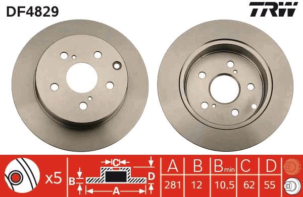 AYD-50480 Arka Fren Diski Rav 4 Iii 06-13 Vvt-I (281x12x5dl) Düz Ad.