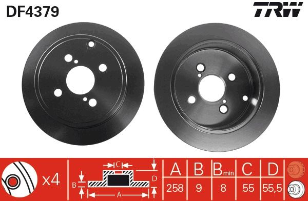 TDF2160 Fren Diski Arka Duz 4 Bjn 257,9x9x55x55,9 Toyota Corolla (_E12_) 1.4 Vvt-I 2002-2007 / Corolla (_E12_) 1.6 Vvt-I 2002-2007 / Corolla (_E12_) 1.8 Vvt-I 2002-2007