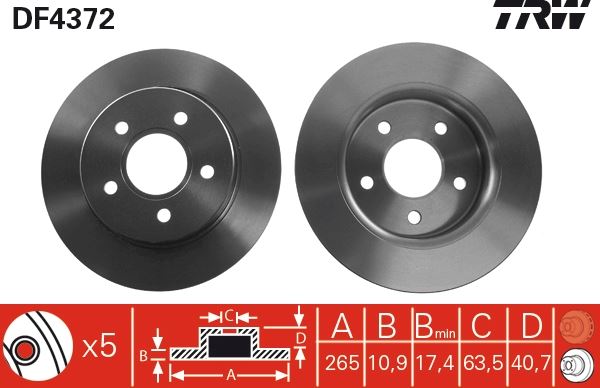 MGA-50459 Fren Disk Arka Duz 265-5 ( Ford  Focus C-Max 03 - 10 )