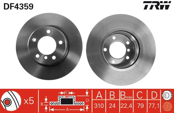 B2010VR Fren Diski On Havali Kaplamali 5 Bjn 310x24x79x77 Bmw 520 D - 525 D - 525i (E60) 2003-2010