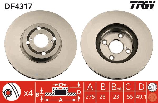 VALEO.197171 Fren Diski Ön Toyota Corolla 120 2001>2007 1.4d4-D, 2.0d4-D