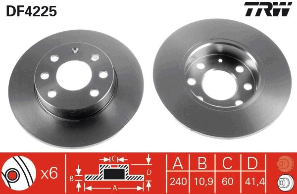 TRW DF4225 Ön Fren Aynasi Corsa C 1.0-1.2 16v 01>11 240x11x4dl Dolu