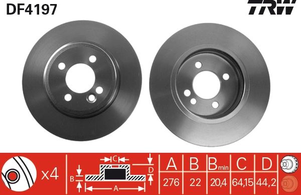 TRW DF4197 Fren Diski On Mini R50 R52 R53 Takim