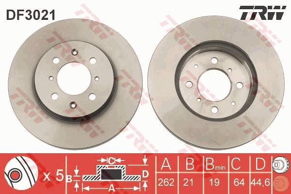 TDF2061 Fren Diski On Havali 4 Bjn 261,5x21x64,15x44,7 Honda Civic Vii 1.6i 2000-2006 / Civic Vii 1.4i 2000-2006 / Jazz Iv (Gk) 1.3 2016-