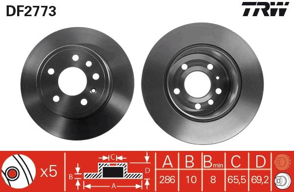TRW DF2773 Arka Fren Aynasi Vectra B 96-02 Saab 900 93-03 286 X 10 X 5dl Dolu 5084751-5391578-90495269