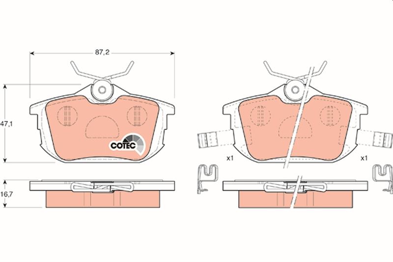 TRW GDB1314 Arka Fren Balata Mitsubishi Carisma 1.6l 1.8l 4g92 4g93 Da1a Da2a 95-> / Space Star 1.3l 1.6l Dg1a D G3a 98-> / Volvo S40. V40 1.6l 1.8l 2.0l 2.0l T 95-04