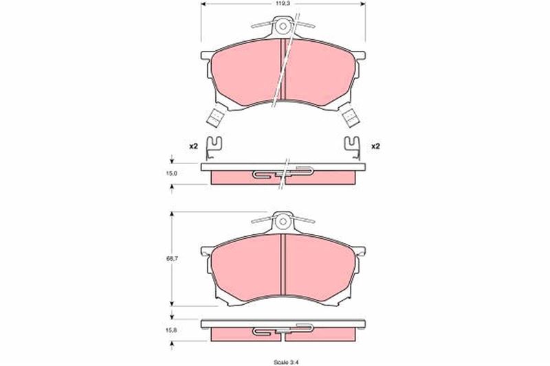 TRW GDB1197 Ön Fren Balata Mitsubishi Carisma 1.6l 4g92 Da1a 95->