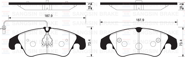 SANGSIN SP2145 Ön Balata Fişli Audi A4-A5-A6-A7-Q5 2008 >