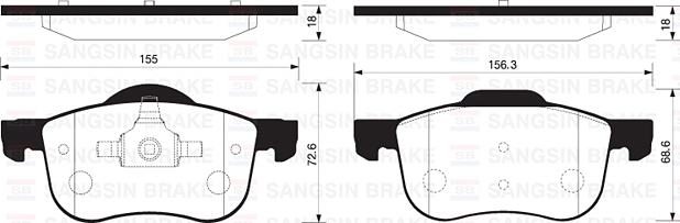 SANGSIN SP2122 On Fren Balatasi Volvo S60 00> S70 97>00 S80 98> V70 97>07 V70 01>07 Xc70 00> Xc90 02>12 16 Jant