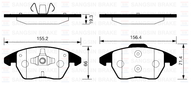 SANGSIN SP2098 Ön Balata P307 03 > 207 1.6 07 > 308 07 > 3008 09 > C4 04 > Gdb1605