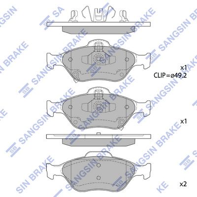 SANGSIN SP1631 Ön Fren Balata Toyota Yaris 1.3l 2sz-Fe Scp90 06-09 / 1.4l 1ndtv Nlp90 06-09 / 1.0l 1kr-Fe Ksp90 06- 11 / 1.3l 1nr-Fe Nsp130 12-> / 1.5l 1nzfxe Nhp130 Hybrid 14->