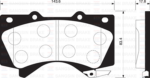 SANGSIN SP1381 Ön Fren Balata Toyota Land Cruiser 4.5l 1vd-Ftv Vdj200 Dizel D4-D 08-> 4.6l Uzj200 V8 08->