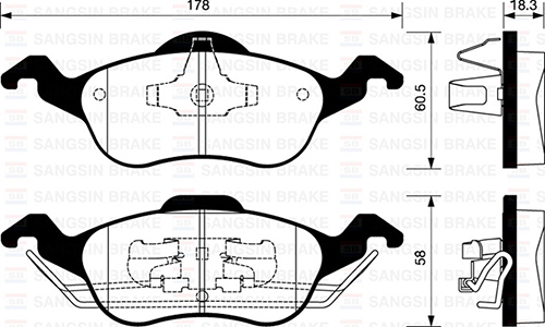 SANGSIN SP1259 Ön Fren Balata Ford Focus 1.4l 1.6l 1.8l 2.0l 98-04