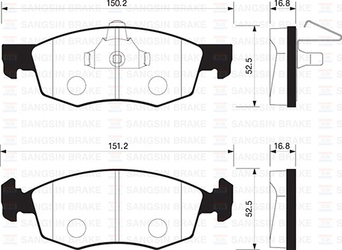 SANGSIN SP1198 Ön Fren Balata Fiat Palio Weekend 96-> / Albea 01-> / Doblo 00->