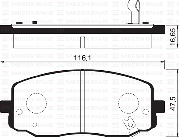 SANGSIN SP1172 Ön Fren Balata Hyundai I10 1.1l Crdi 08-> / Kia Picanto 1.0l 1.1l 04-11 - Aşınma Ikaz Soketli