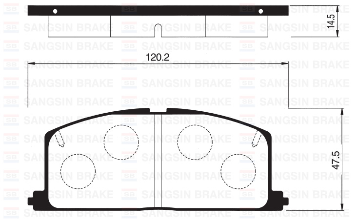SANGSIN SP1105 Ön Fren Balata Toyota Corolla 1.6l 4a-F Ae92 88-91 / Corolla 1.3l 2e Ee90 Ee100 88-98 / Starlet 1.3l 4e-Fe Ep91 96-98