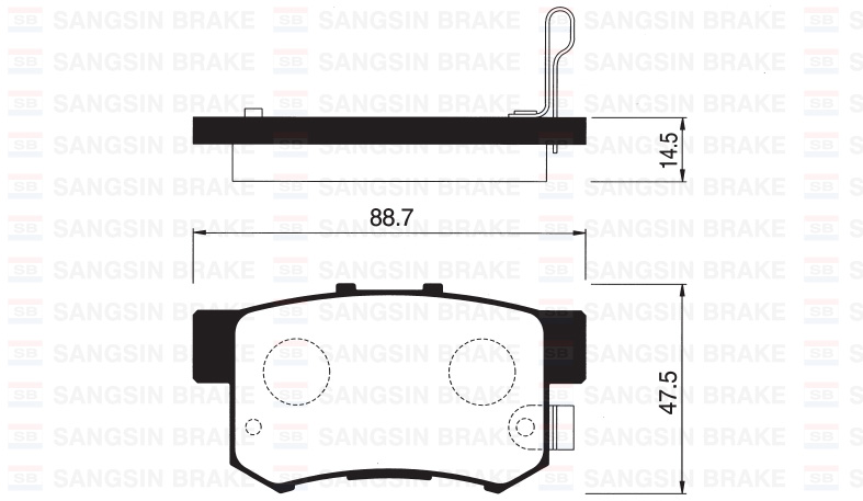 SANGSIN SP1076-R Arka Fren Balata Honda Civic 1.6l D16 Vtec Vti 01-05 / 1.4l 1.6l 96-01 / 1.6l R16a2 Vtec Sedan 06-> / Accord 2.0l F20 90-98 / Legend 3.2l 91-96 / Suzuki Sx4 1.6l M16a Rw416 05->