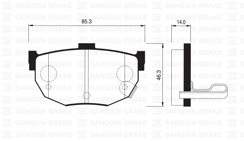 SANGSIN SP1062 Arka Fren Balata Hyundai Elantra 1.6l G4ed 01-06 / Coupe 1.6l 96-02 / Kia Cerato 1.6l G4ed 04-> 1.5l D4fa Crdi 04-06 1.6l D4fb 07-10 2.0l D4ea Dizel 04-06