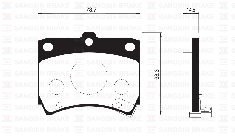 SANGSIN SP1049 Ön Fren Balata Kia Pride 1.3l 90-> / Mazda 121 1.3l 87-90