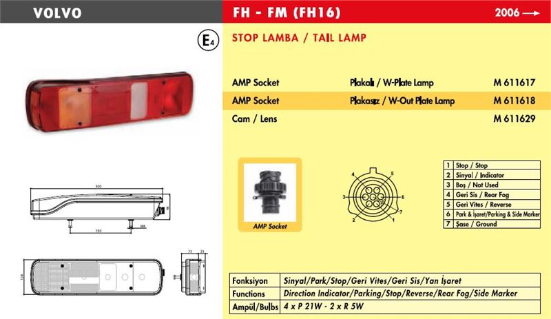 BSG 03-805-003 Stop Lambasi Sol Amp Soketli