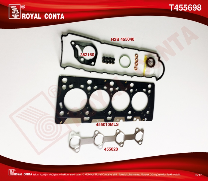 ROYAL T455698 Üst Takim Contasi Skt Keçeli Subap Lastikli Mgn Ii-Kng-Clio-Logan Sandero 1.5 Dci K9k