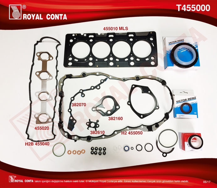 ROYAL T455000 Motor Takim Conta Reinz Keçe Subap Las Mgn Ii-Clio Iii-Fluence-Scenic Ii-Iii 1.5 Dci 05 > K9k