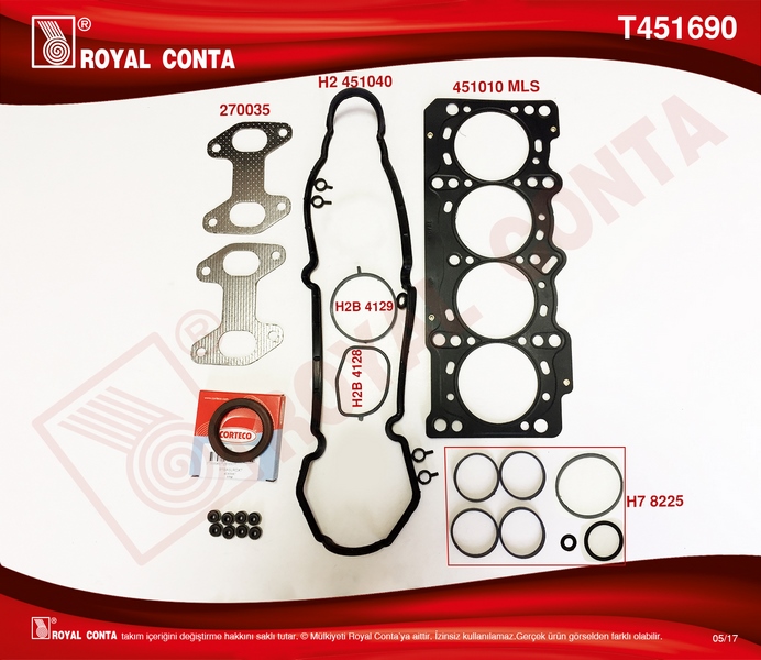ROY-T440690 Ust Takim Conta Skc.Li (Fiat Egea 500 Doblo Bravo Punto Stilo 1.4 Opel Combo 1.4 12-)