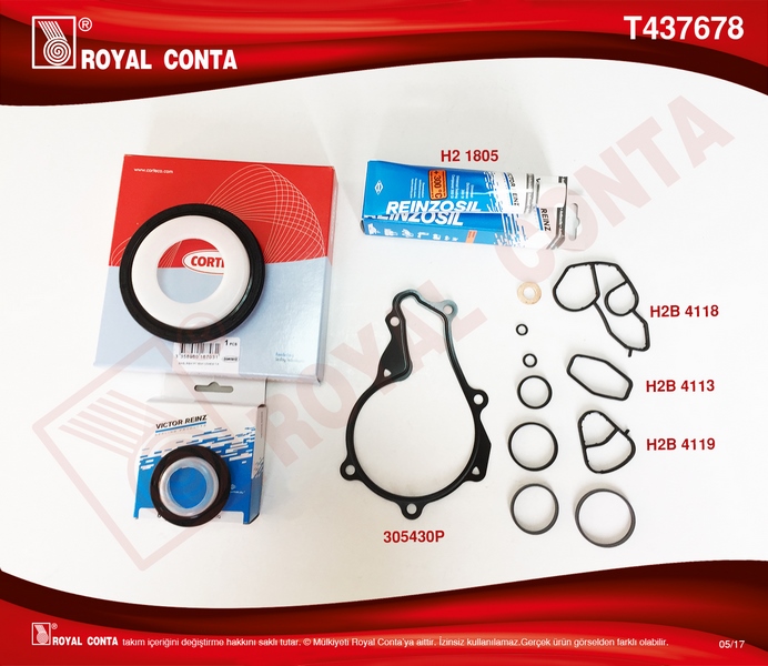 ROYAL T437678 Motor Alt Takim Conta Reinz Keçeli Skcsiz Focus Ii 1.6 Tdci 04>11 Fiesta 1.6 Tdci 02>08 Fusion 1.6 Tdci 04>14 Volvo C30 06>12 S40 Ii 06>12 S80 Ii 06>12 V50 05>12 V70 Iii 09>11 1.6d-206-207-307-30