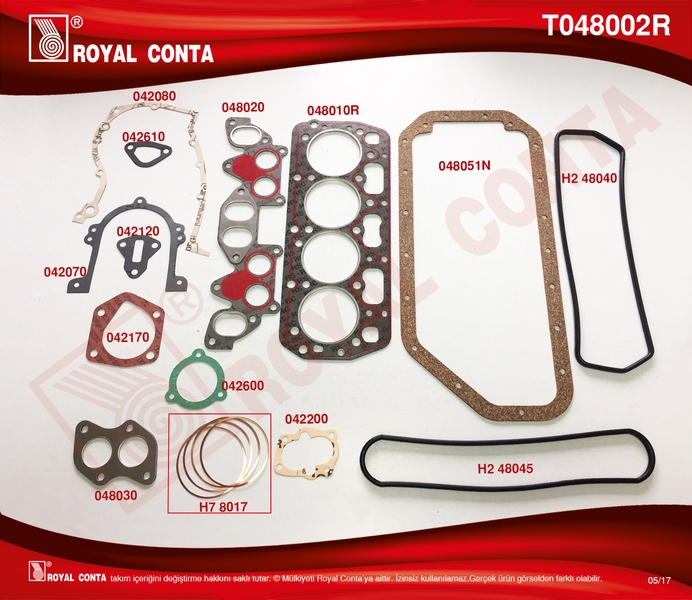 ROYAL T048002R Motor Takim Conta Karter-Mantar Favorit-Felicia-Forman