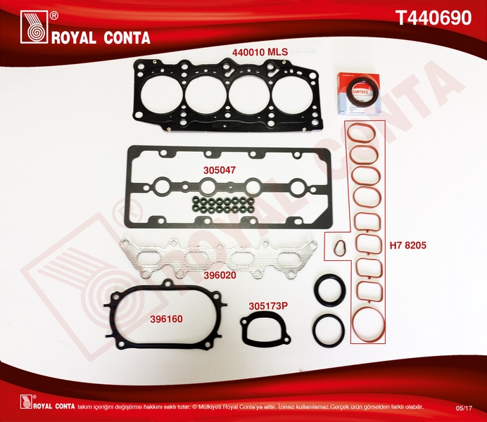 ROYAL T440690 Üst Takim Conta Keçeli Palio-Grande Punto-Linea 1.4 16v