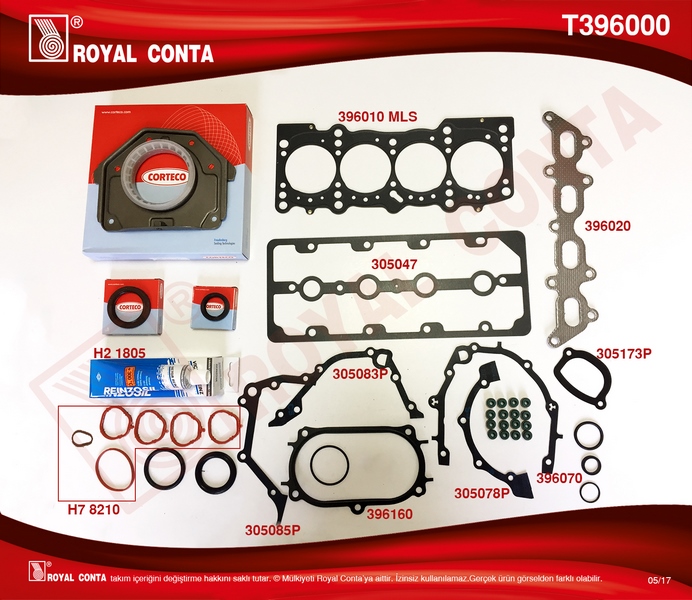 ROYAL T396000 Motor Takim Conta Keçeli Albea-Marea 1.2 16v