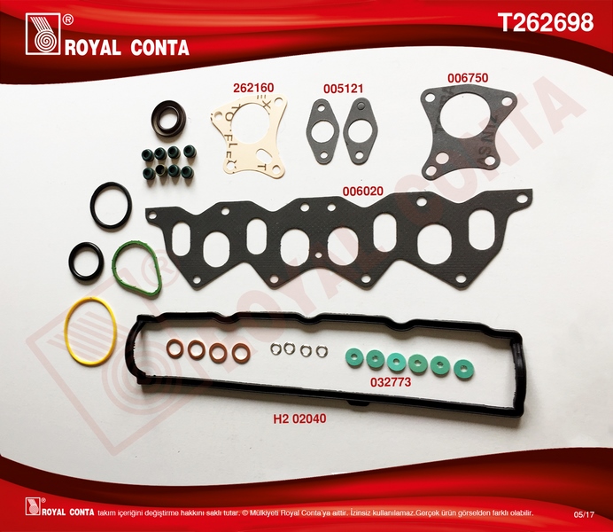 ROYAL T262698 Motor Üst Takim Conta Skt Keçeli Silindir Kapaksiz Kng-Exp-Clio-F8q