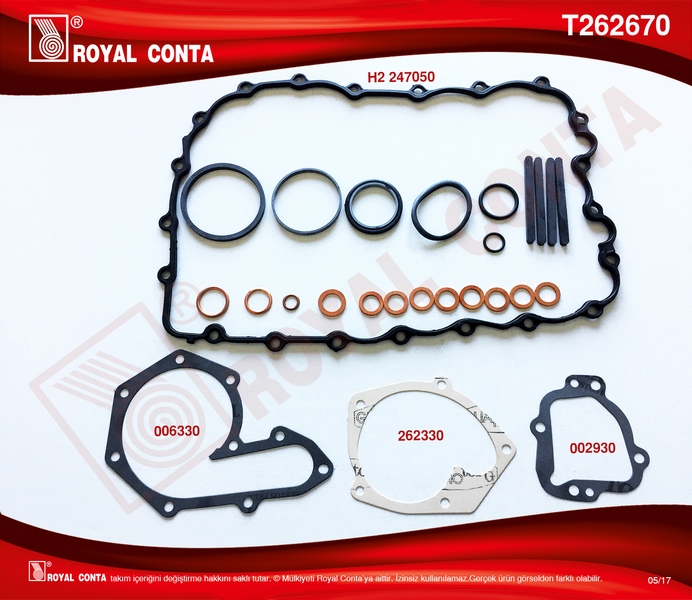 ROYAL T262670 Alt Takim Conta Keçesiz Krt Cntl Kng-Exp-Clio 1.9d F8q 247670