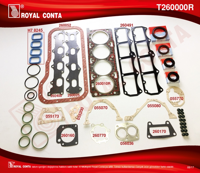 ROYAL T260000R Motor Takim Conta Corteco Keçeli Palio-Marea-Siena-Brava 1.6