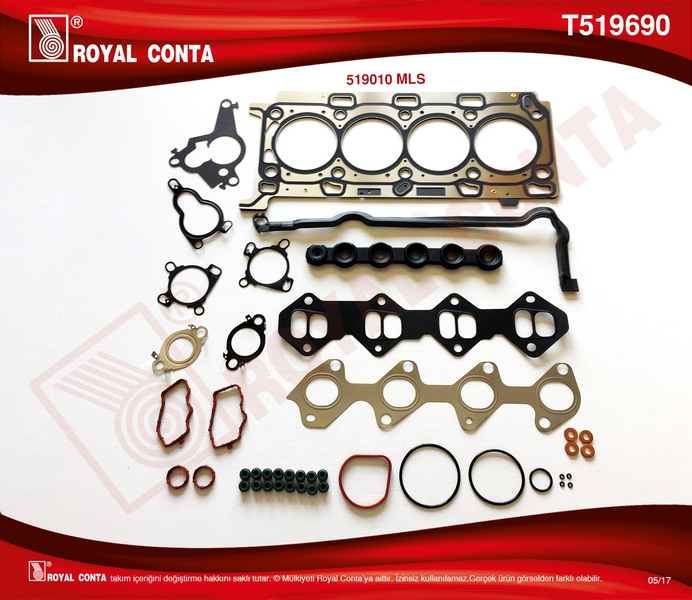 ROYAL T519690 Üst Takim Conta Lgn Ii-Iii 150 Hp -Trafic Ii 90/115 Hp 2.0 Dci M9r Motor Reinz Subap Lastikli