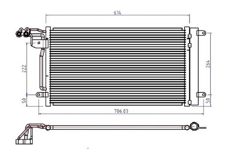 ORIS CVW608016 Klima Kondenseri Ibiza V-Polo 09>Fabia 10>1.2-1.2tsi-1.4-1.2tdi-1.6tdi 615x334x16