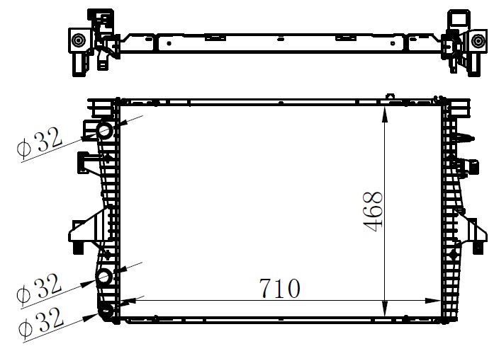 ORIS BVW000026 Radyatör Brazing Multivan V-T5-1.9 Tdi-2.0 Ac Klimasiz Mek Otom 710x468x26