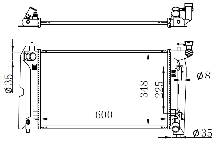 ORIS BTO504016 Radyatör Brazing Corolla 01 > Geçmeli Geçmeli598x349x16