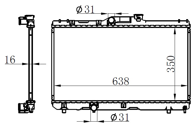 ORIS BTO057016 Radyatör Brazing Corolla 92-97 Ae 101 Ac Klimasiz Mek 350x638x16