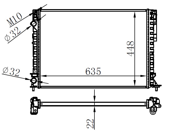 ORIS BRN044022 Radyatör Brazing Lgn 97-01 -Espace Iii 99-02 1.6-1.8-2.0-1.9d Klimasiz Mek 635x438x22