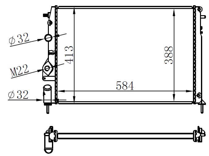 ORIS BRN010022 Radyatör Brazing Mgn I-Scenic 1.4-1.6-1.8-2.0 16v Ac Mek 584x388x22