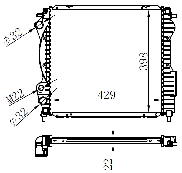 MGA-80118 Su Radyatoru Brazing ( Renault   Express 1.4ie E7j / Clio I 1.4 8v E7j Ac ) 430×394x24