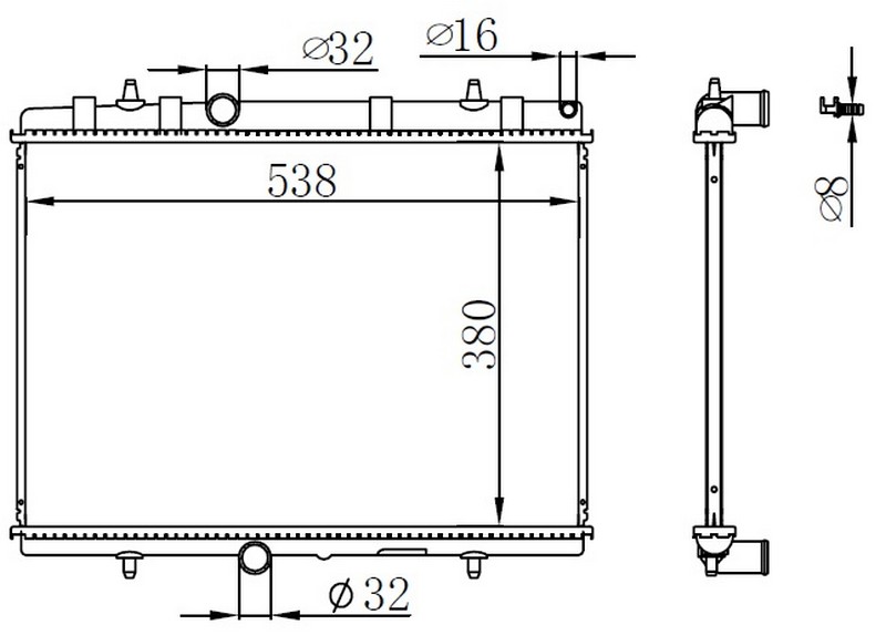 ORIS BPE050022 Radyatör 307-407-C4-C5-Berlingo-Partner1.6-1.8-2.0 Hdi Ac Klimasiz Mek 380x552x26