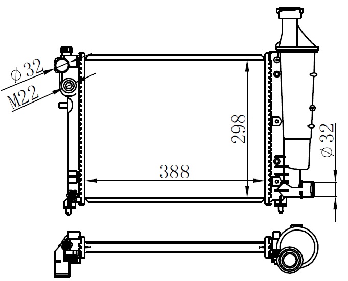 ORIS BPE014022 X Radyatör Brazing 106 96>Saxo 96-03 1.1-1.4 Ac Klimasiz Mek 388x298x22