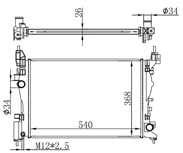 ORIS BOP183026 Motor Su Radyatörü Opel Corsa D-Corsa E 1.2-1.4 A12xer A12xel B12xel A14xer B14xer 11> 540x378x23 Çapraz Müşürlü