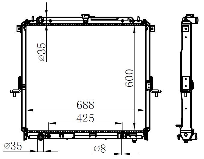 ORIS BNI212026 Radyatör Brazing Nissan Navara 05 > 600x688x26