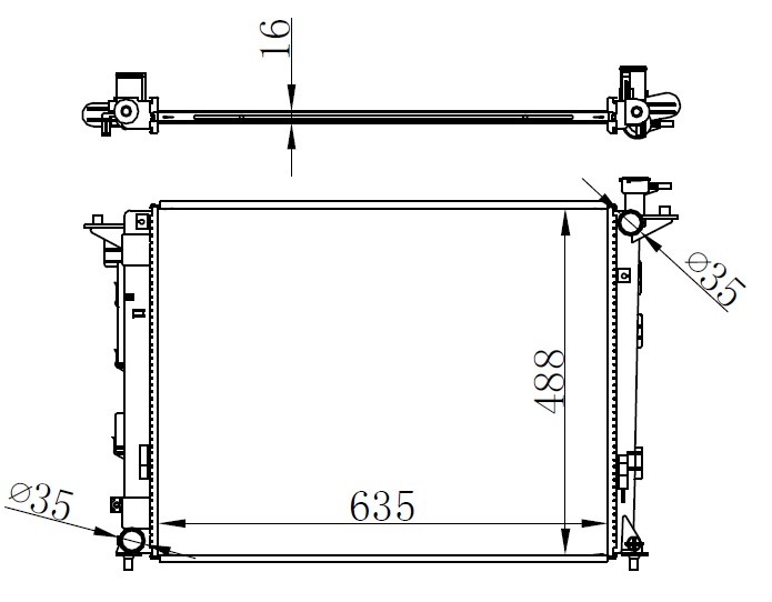 ORIS BHY117016 X Radyatör Brazing Ix35 Kia Sportage 1.6i-2.0i 10 > Mek 635x478x16
